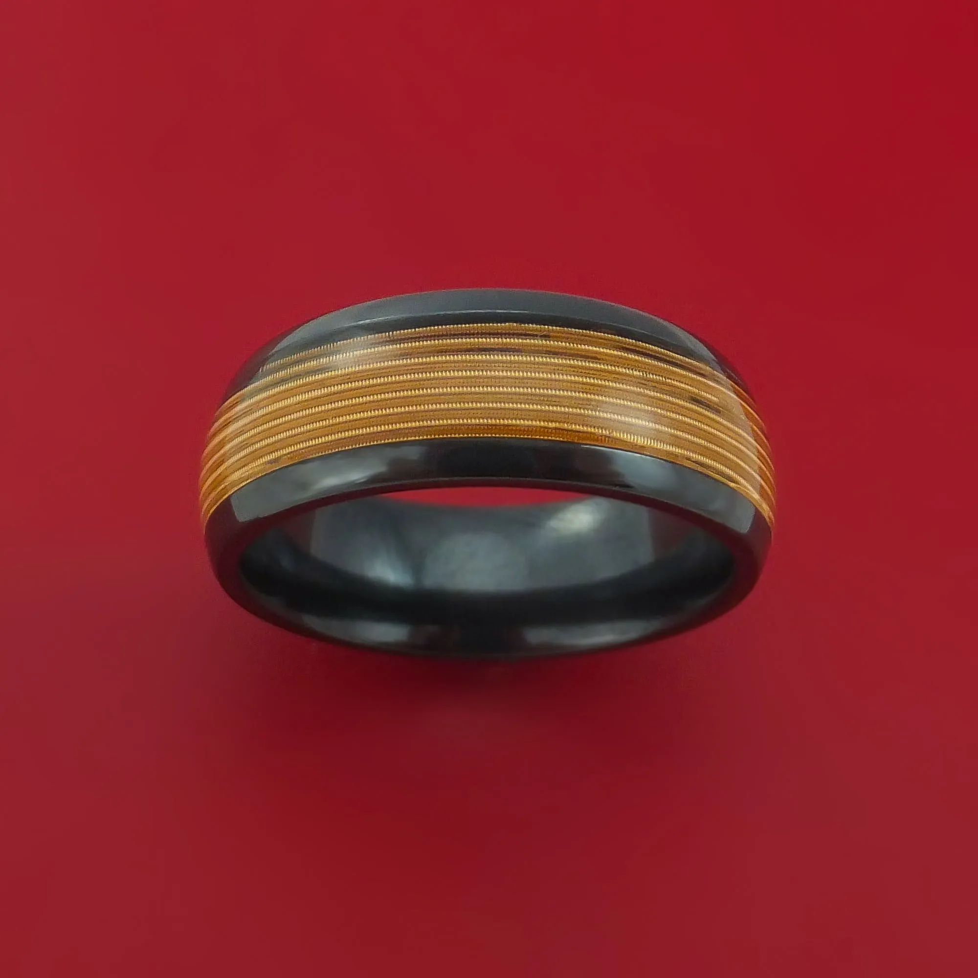 Black Zirconium Guitar String Ring Custom Made Band