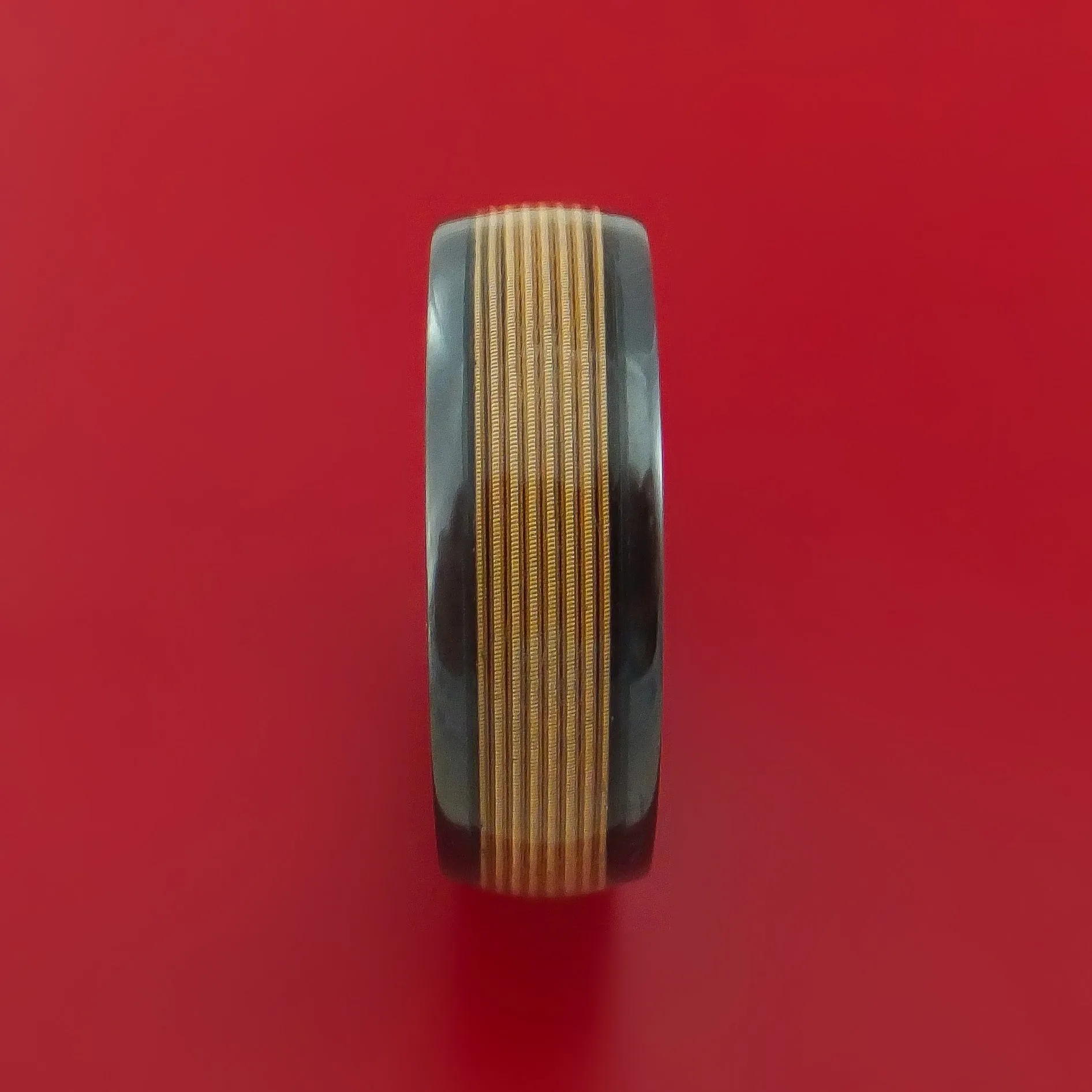 Black Zirconium Guitar String Ring Custom Made Band