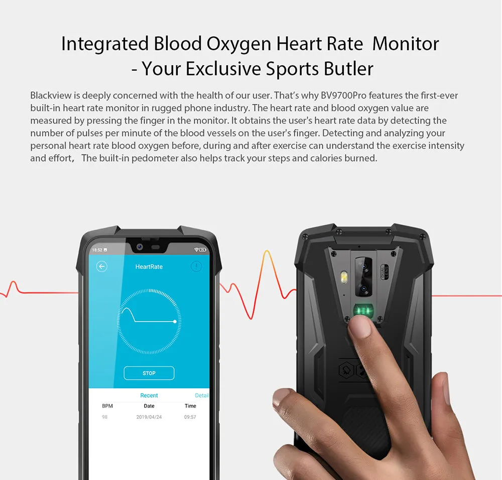 Blackview BV9700 Pro Waterproof IP68 Outdoor Smartphone Helio P70 6GB 128GB Android 9.0 Without Night Vision Camera