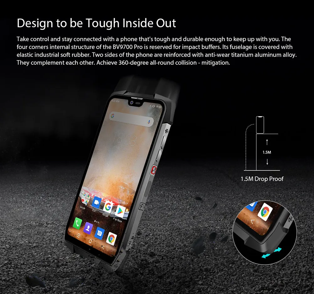 Blackview BV9700 Pro Waterproof IP68 Outdoor Smartphone Helio P70 6GB 128GB Android 9.0 Without Night Vision Camera