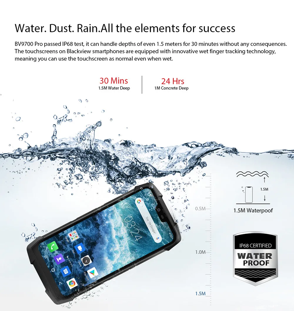 Blackview BV9700 Pro Waterproof IP68 Outdoor Smartphone Helio P70 6GB 128GB Android 9.0 Without Night Vision Camera