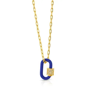 BLUE ENAMEL CARABINER CHAIN, GOLD