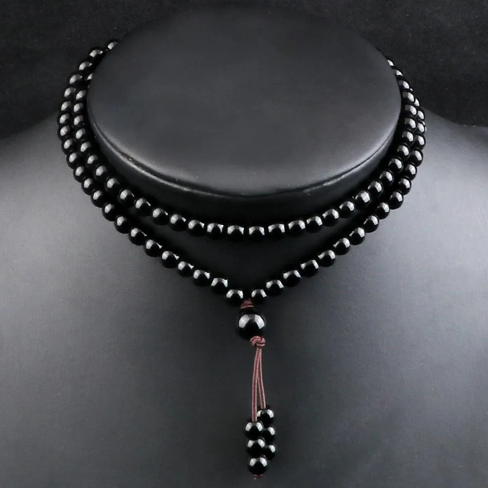 Boho Black Natural Stone Beaded Necklace