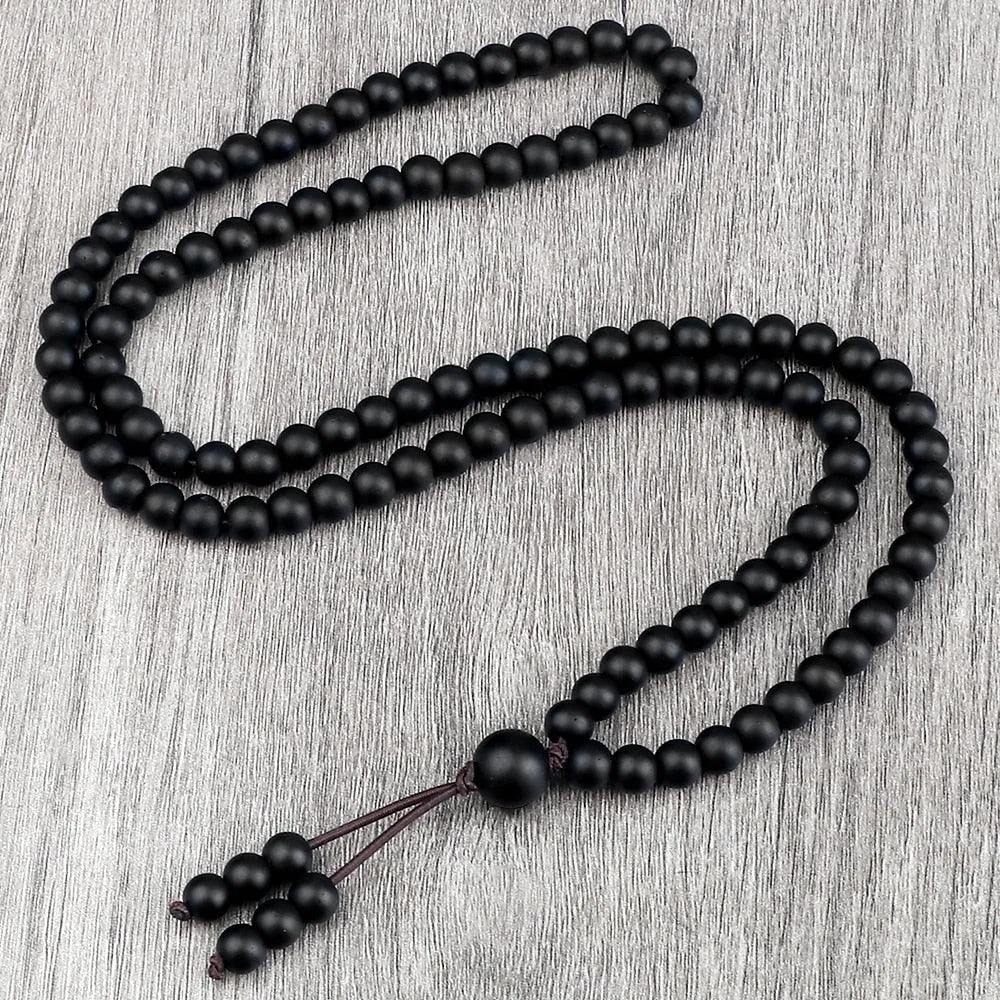 Boho Black Natural Stone Beaded Necklace