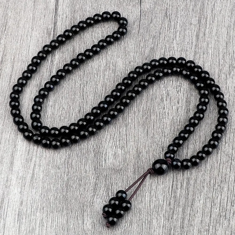 Boho Black Natural Stone Beaded Necklace