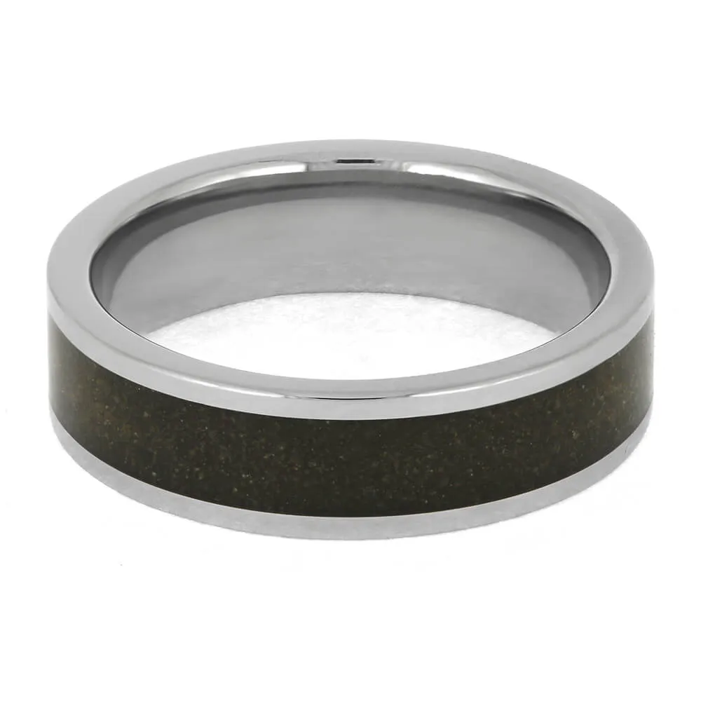 Brown Sand Wedding Band in Titanium