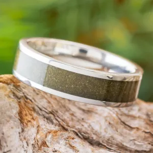 Brown Sand Wedding Band in Titanium