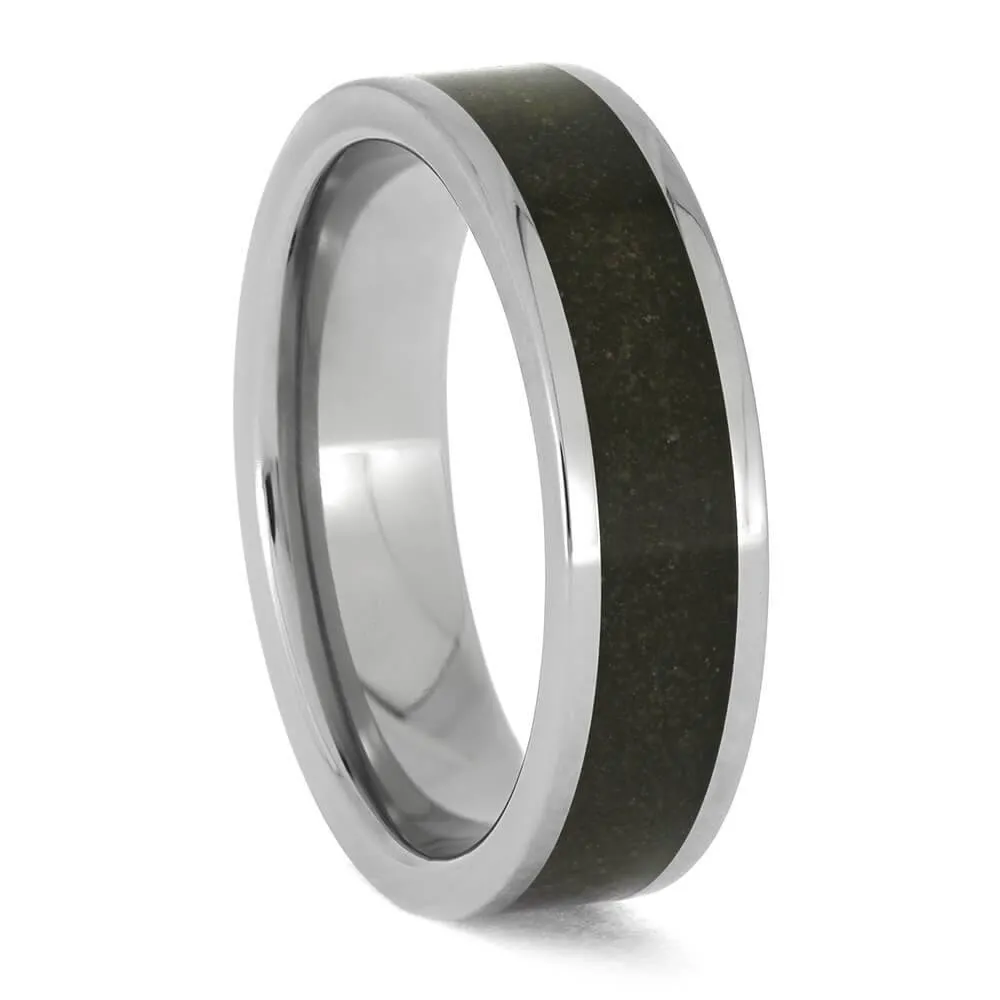 Brown Sand Wedding Band in Titanium