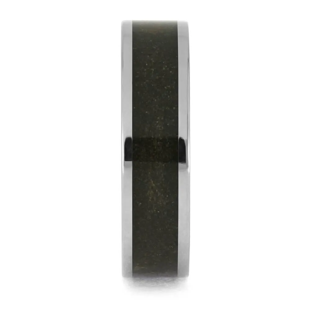Brown Sand Wedding Band in Titanium