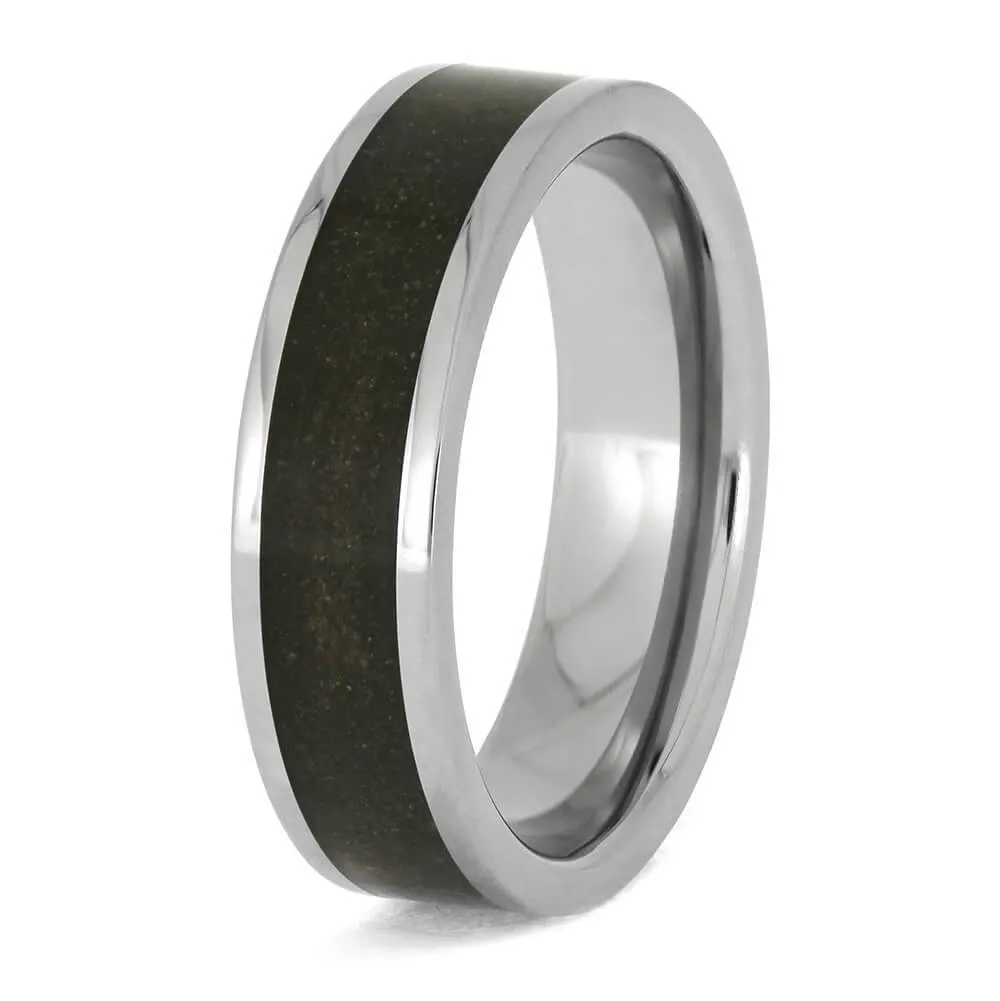 Brown Sand Wedding Band in Titanium