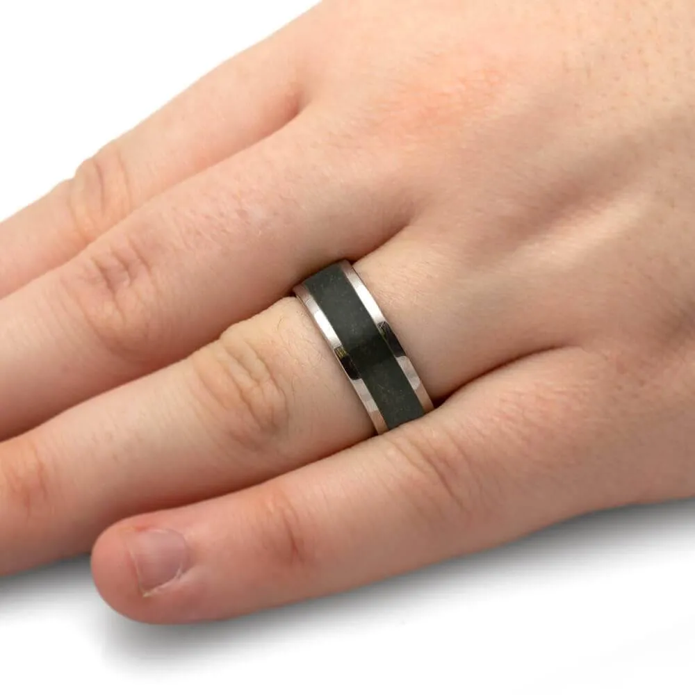 Brown Sand Wedding Band in Titanium