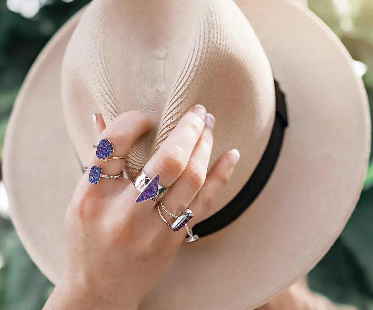 Bypass Trillion Purple Rainbow Druzy Ring