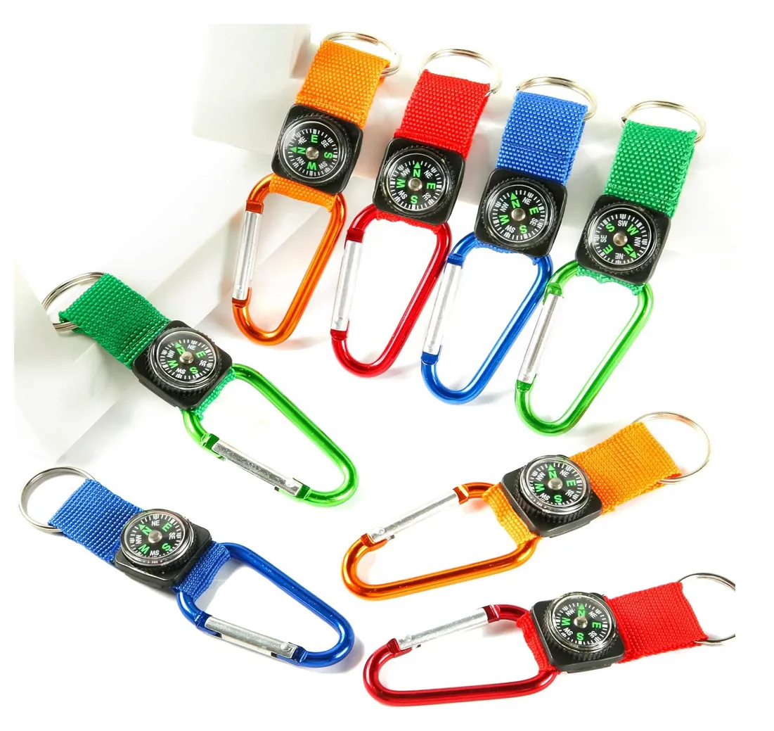 Carabiner Compass Keychain
