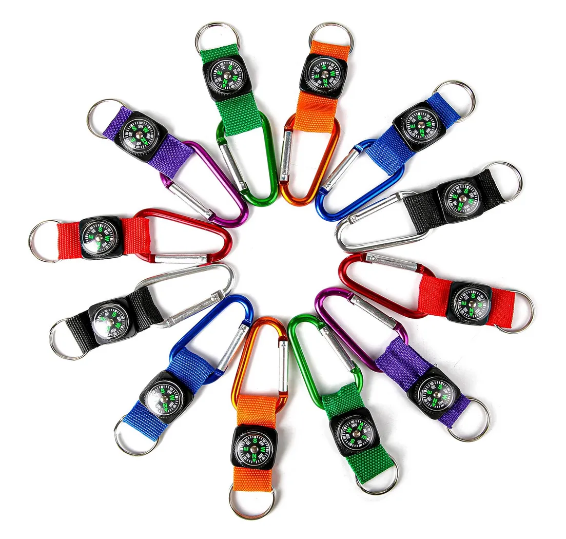Carabiner Compass Keychain