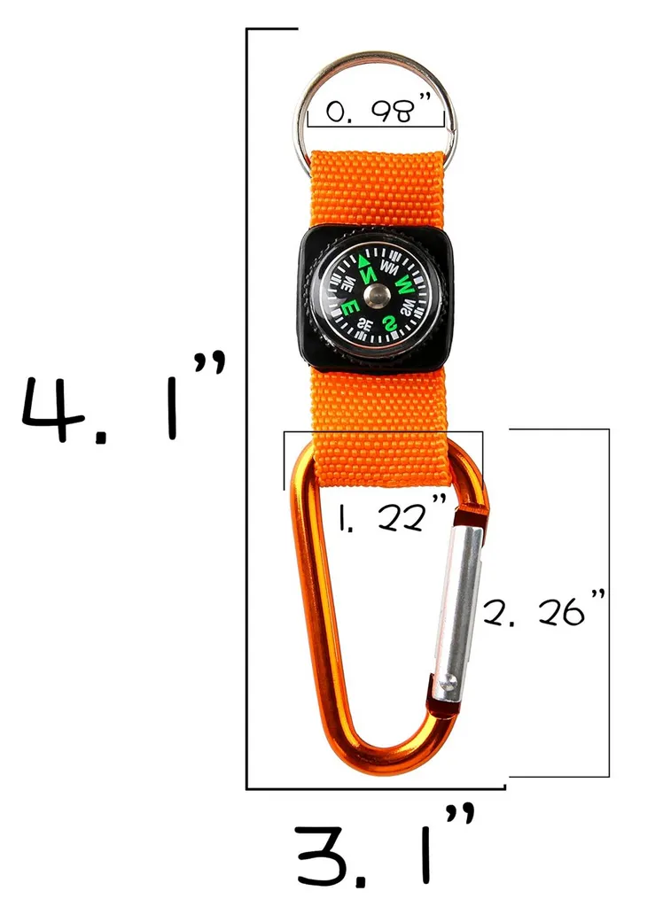 Carabiner Compass Keychain