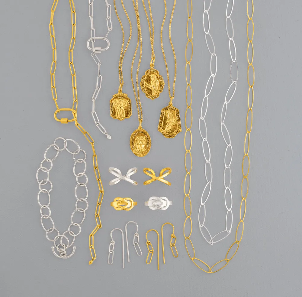Carabiner Paperclip Chain Necklace in Silver