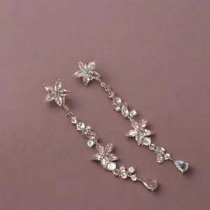 Cascading Crystal Flower Earrings – Elegant Sparkle with Every Step