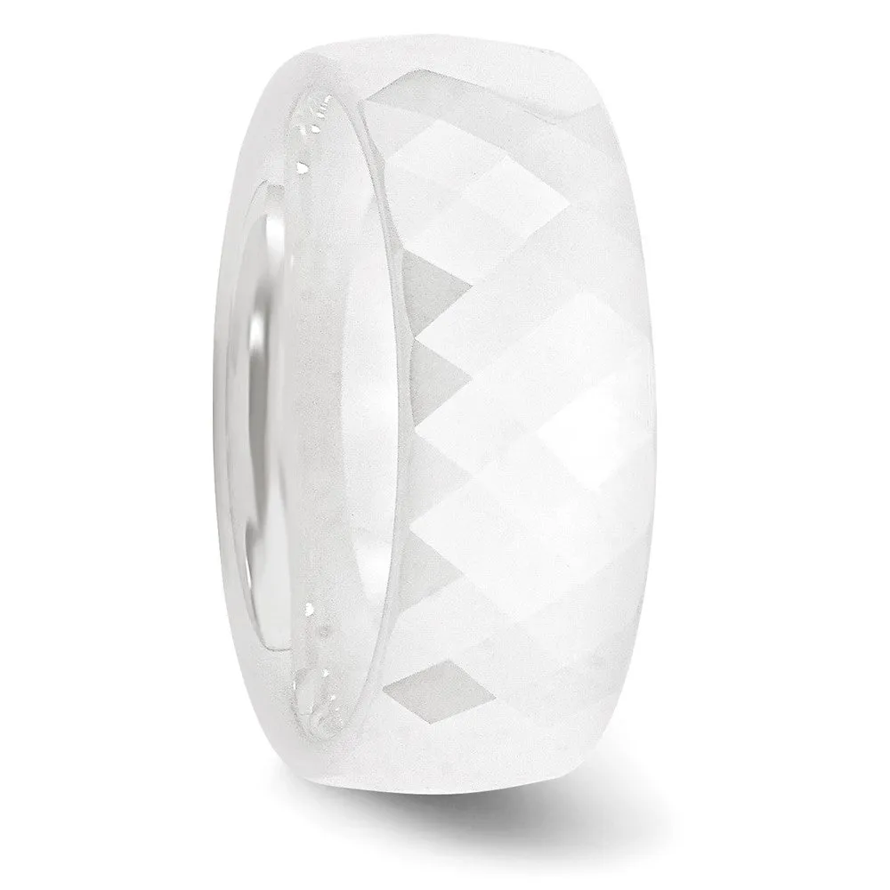 Ceramic White Faceted 8mm Polished Band