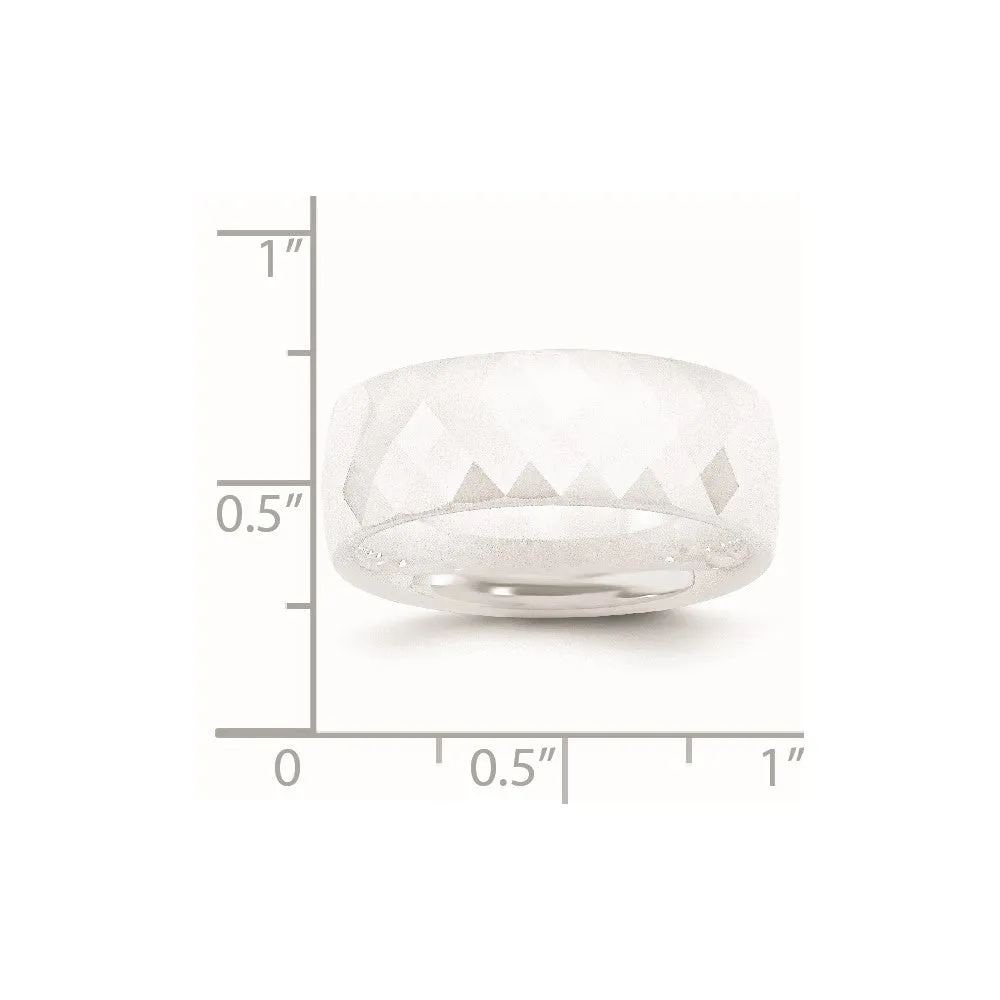 Ceramic White Faceted 8mm Polished Band