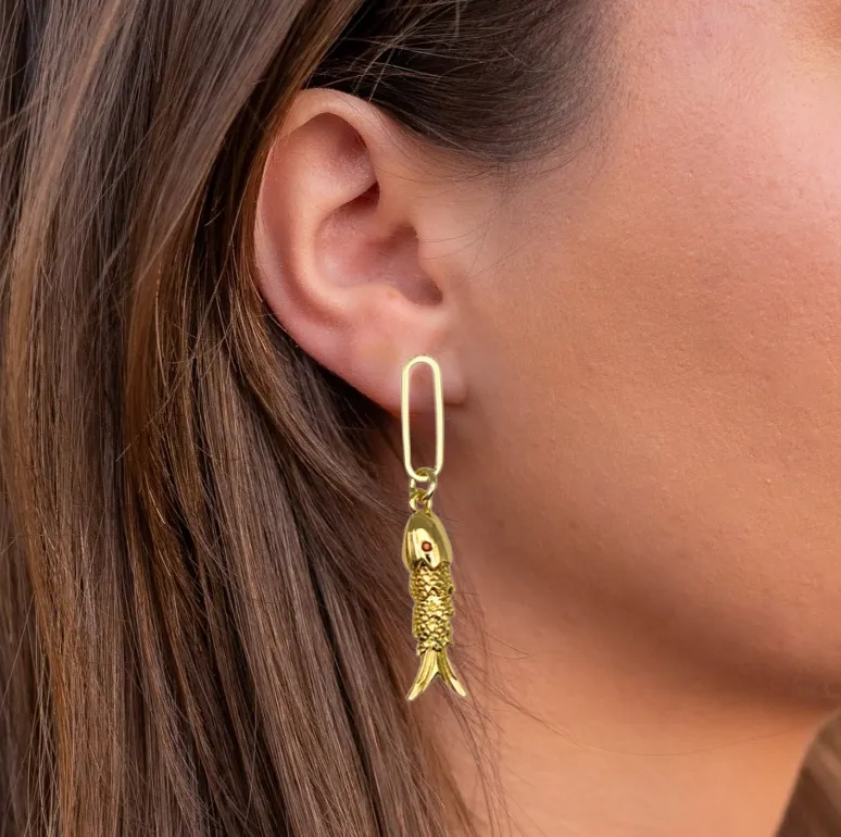 Charm Earrings- Ruby Eyed Fish