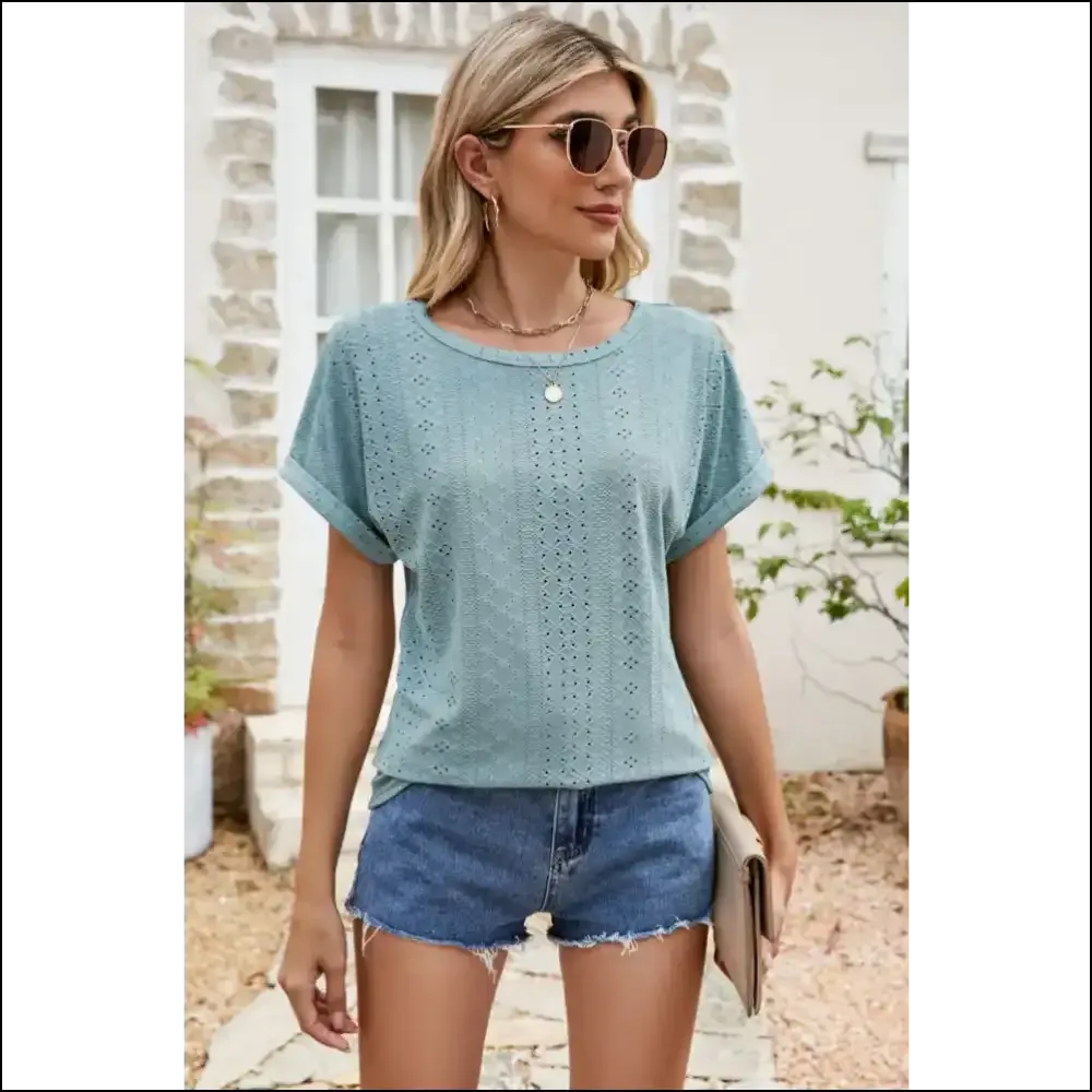 Chic Eyelet Flutter Sleeve Top for Women