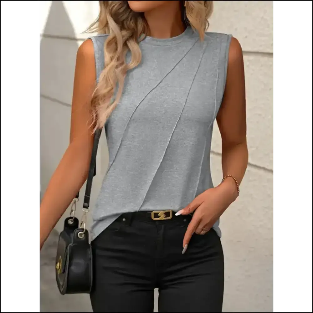 Chic Round Neck Sleeveless Tank Top