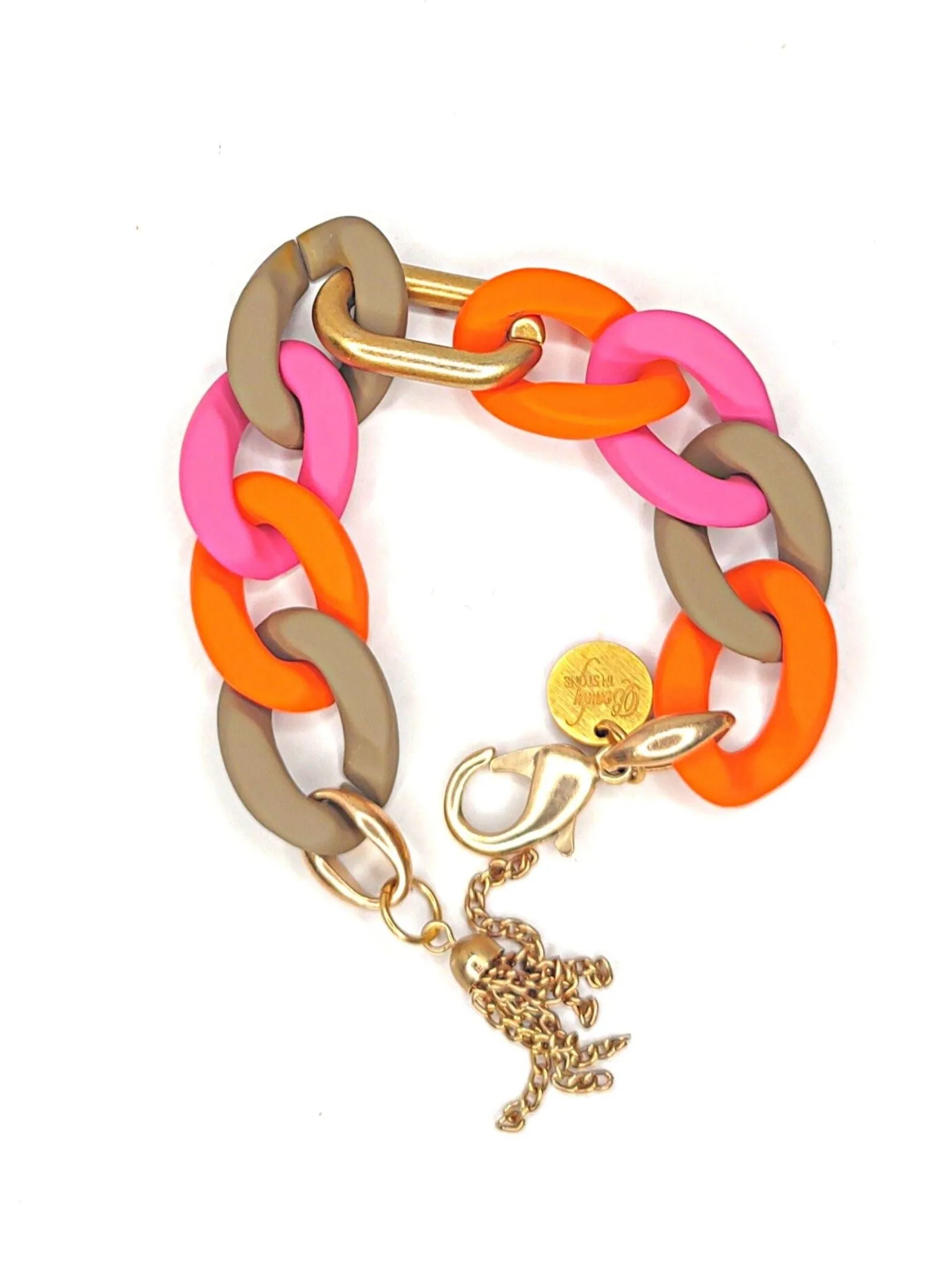 Chunky Acrylic Chain Bracelet With Tassel