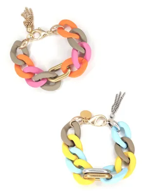 Chunky Acrylic Chain Bracelet With Tassel