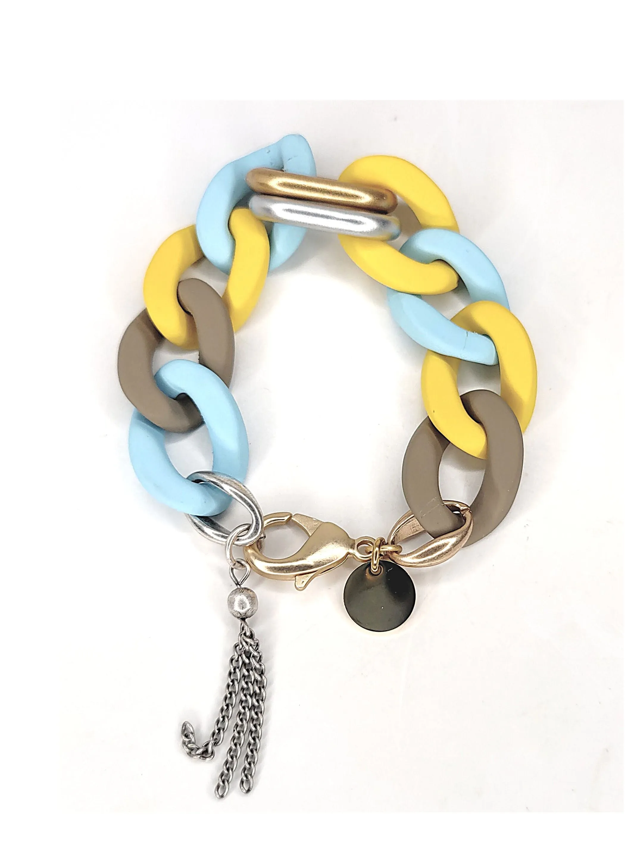 Chunky Acrylic Chain Bracelet With Tassel