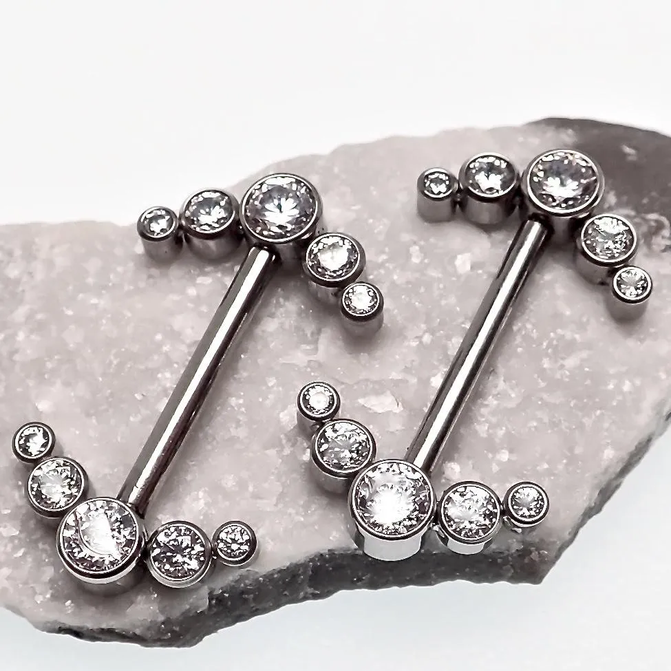 Clear CZ Nipple Cluster 14g, 12g