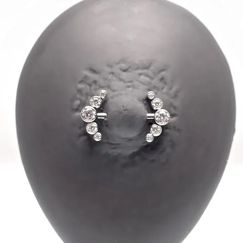 Clear CZ Nipple Cluster 14g, 12g