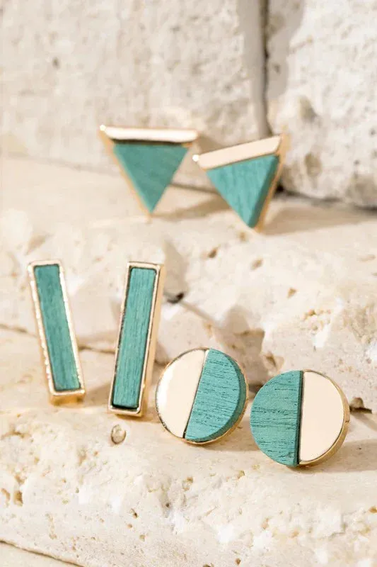 COASTIN' GEOMETRIC STUD EARRINGS SET