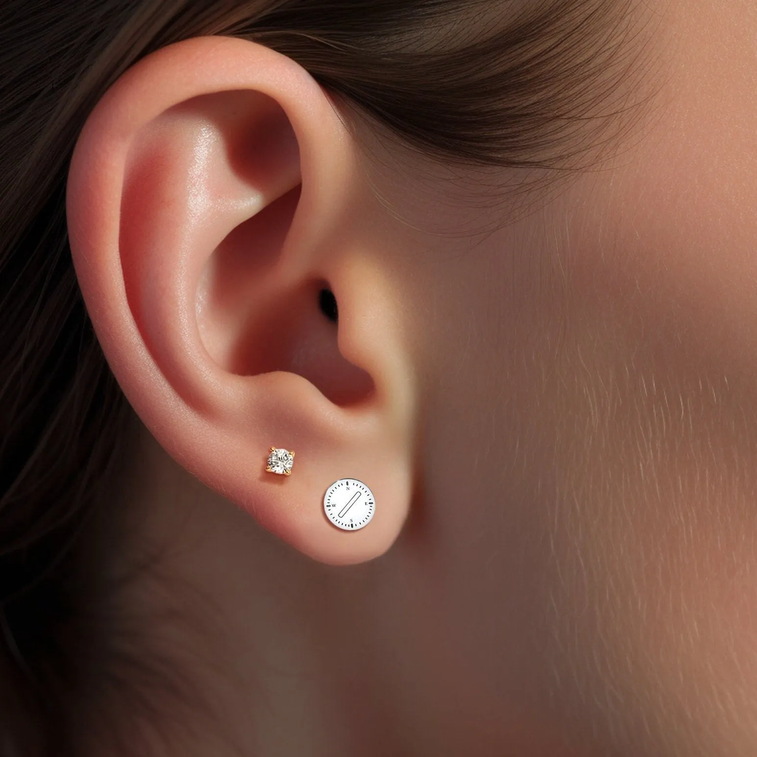 Compass Earrings  Dainty