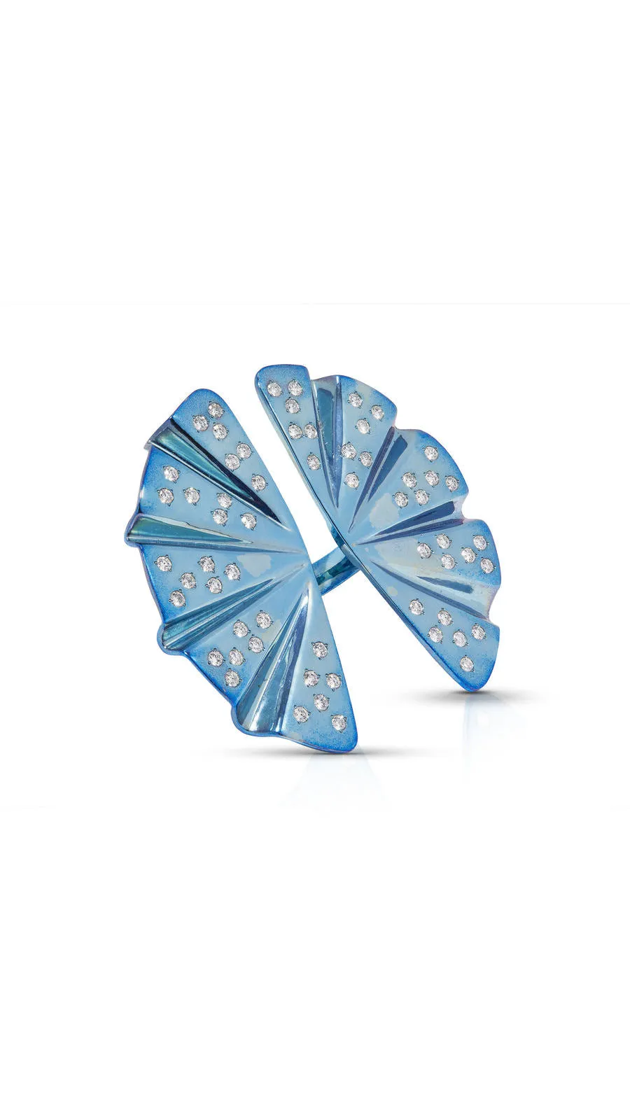 Contemporary Butterfly Titanium And Diamond Ring