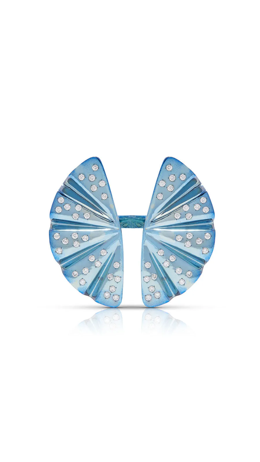 Contemporary Butterfly Titanium And Diamond Ring