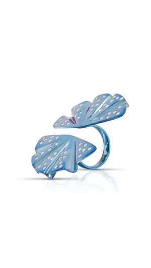 Contemporary Butterfly Titanium And Diamond Ring