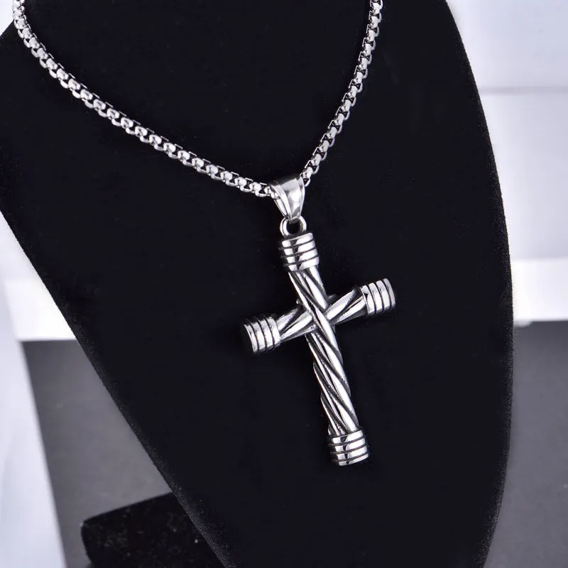 Cross - Traditional Cross Pendant - Rope Necklace (281)