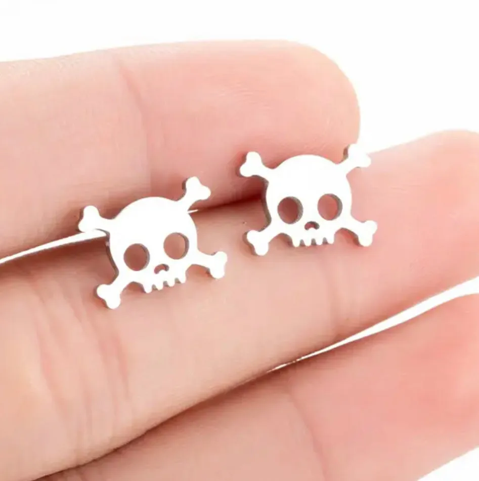 Crossed Bone Pirate Stainless Steel Stud 200-9 | Erika Williner Designs