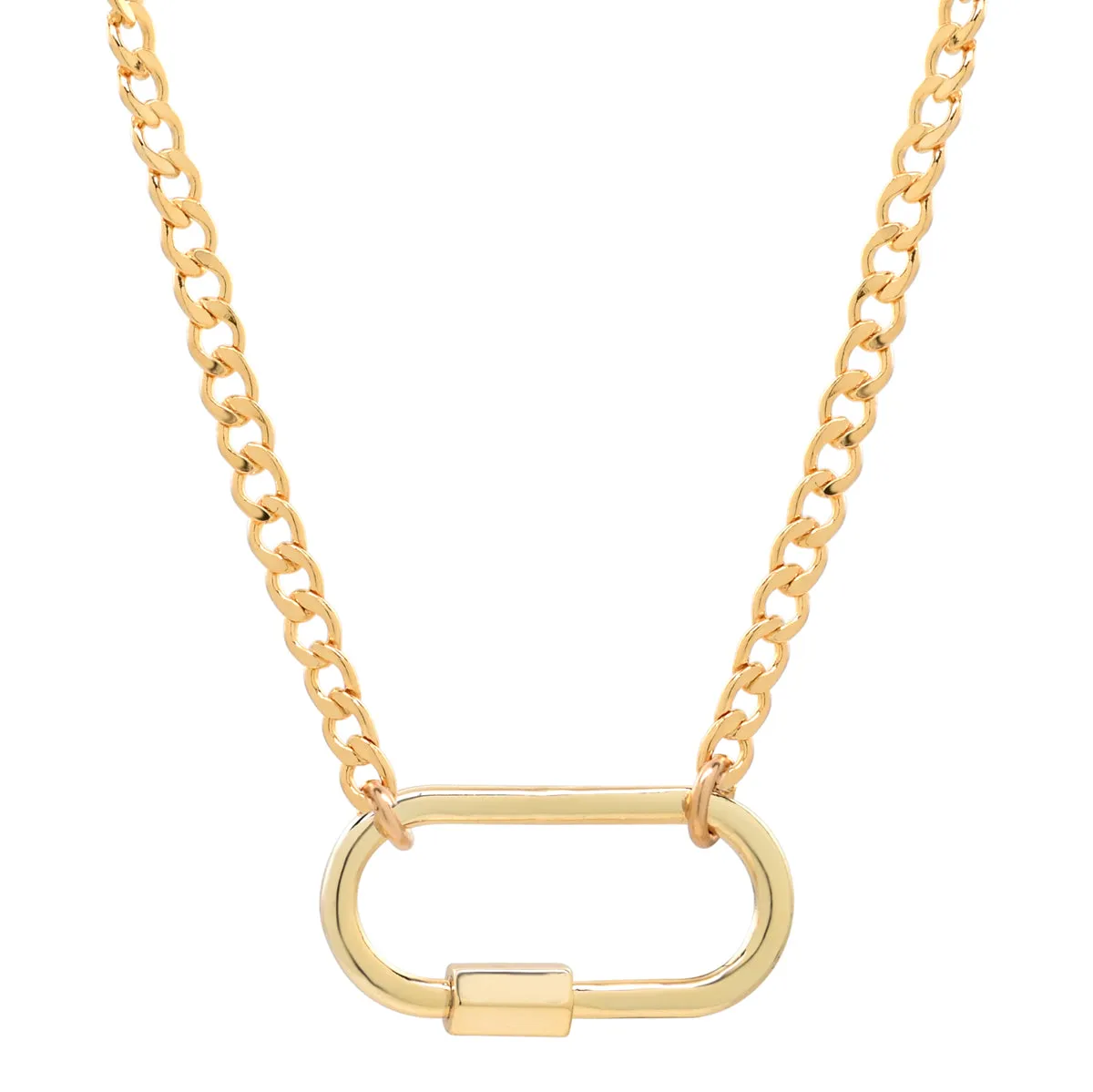 Curb Chain Carabiner Necklace