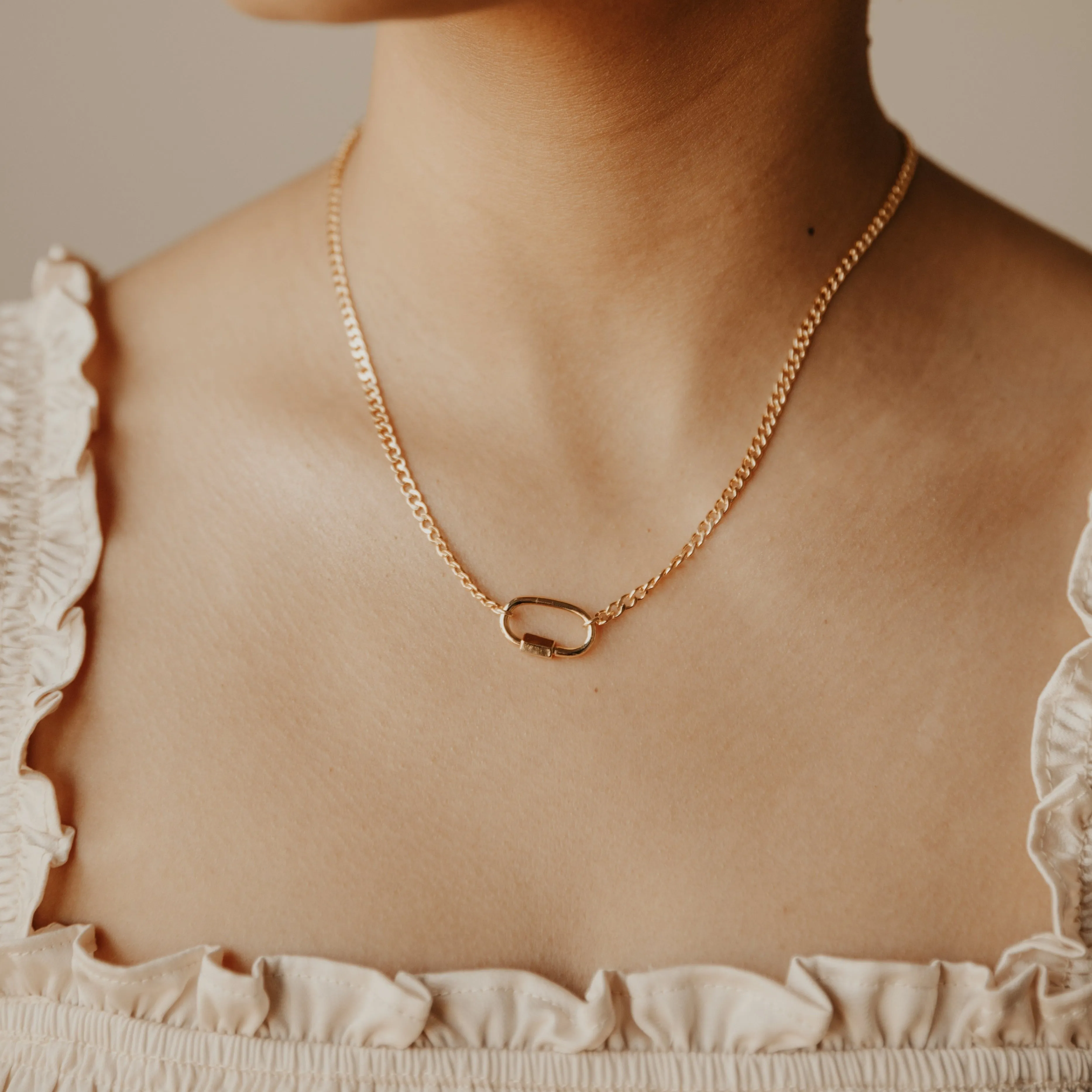 Curb Chain Carabiner Necklace