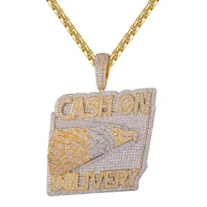 Custom Cash On Delivery Ups Eagle Head Simulated Diamond With Chain