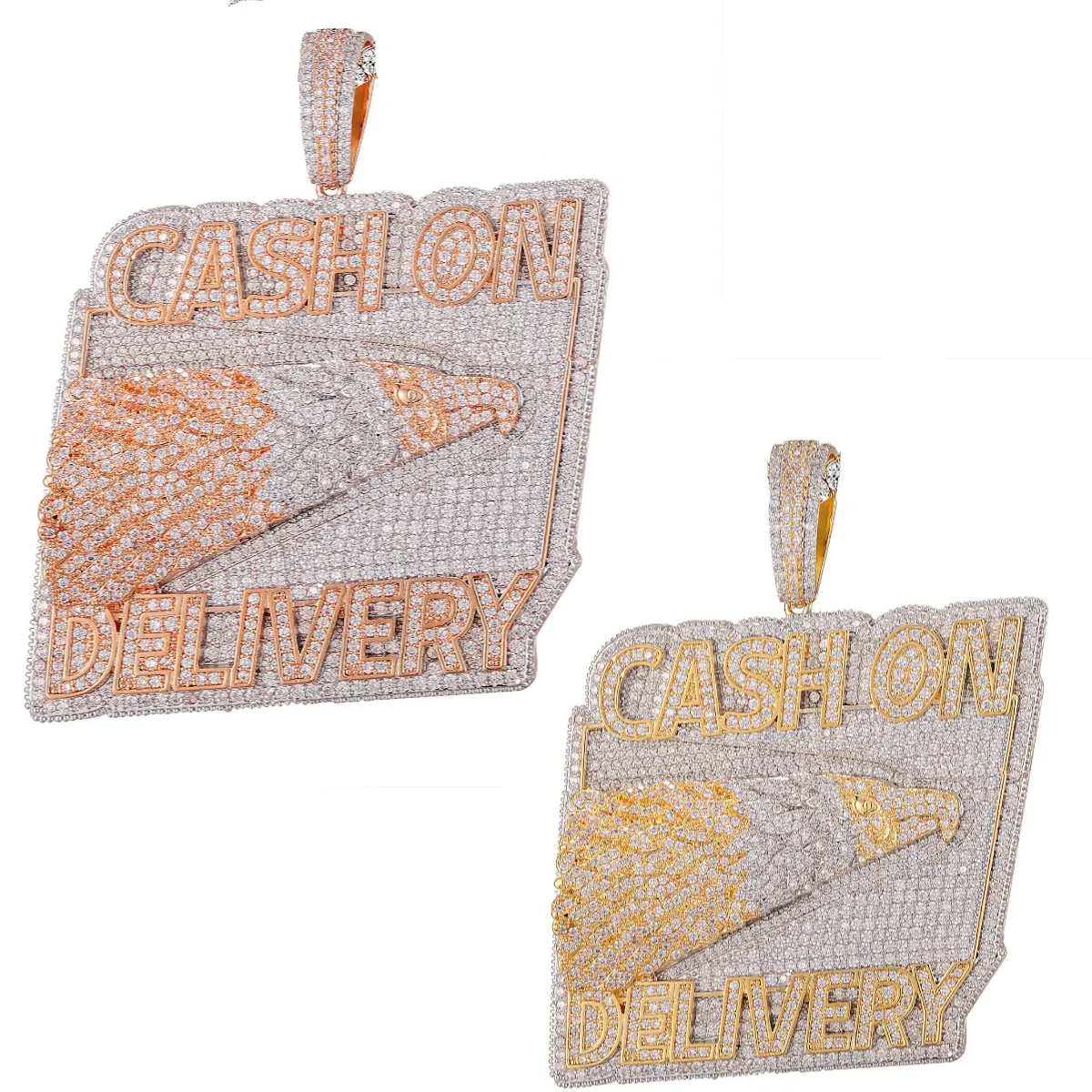 Custom Cash On Delivery Ups Eagle Head Simulated Diamond With Chain