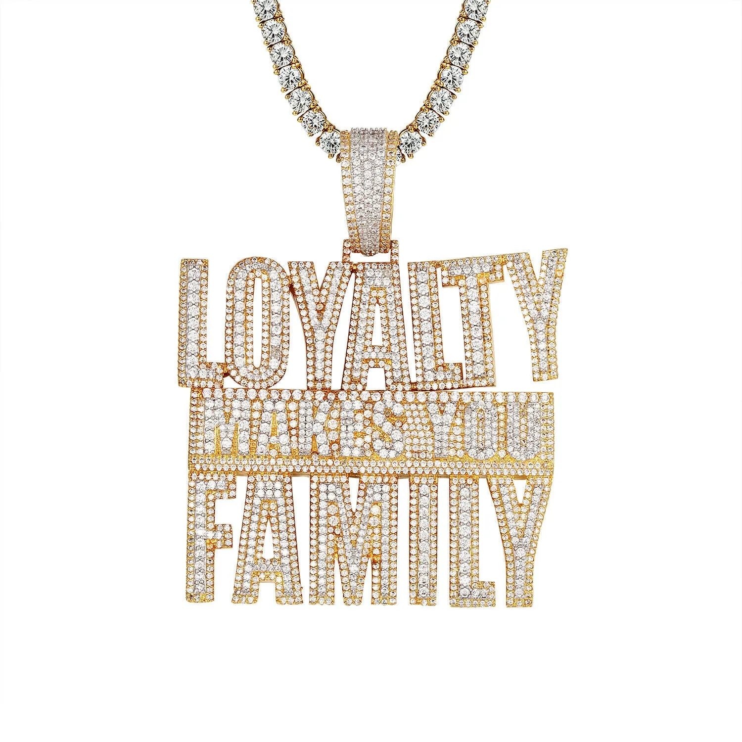 Custom Loyalty Makes You Family Simulated Diamond  Pendant With Chain