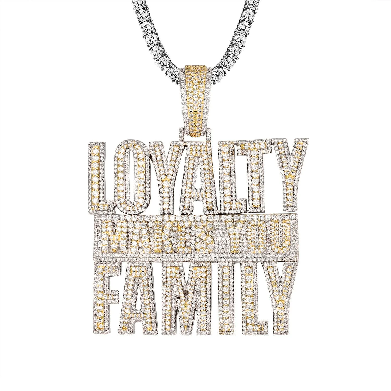 Custom Loyalty Makes You Family Simulated Diamond  Pendant With Chain