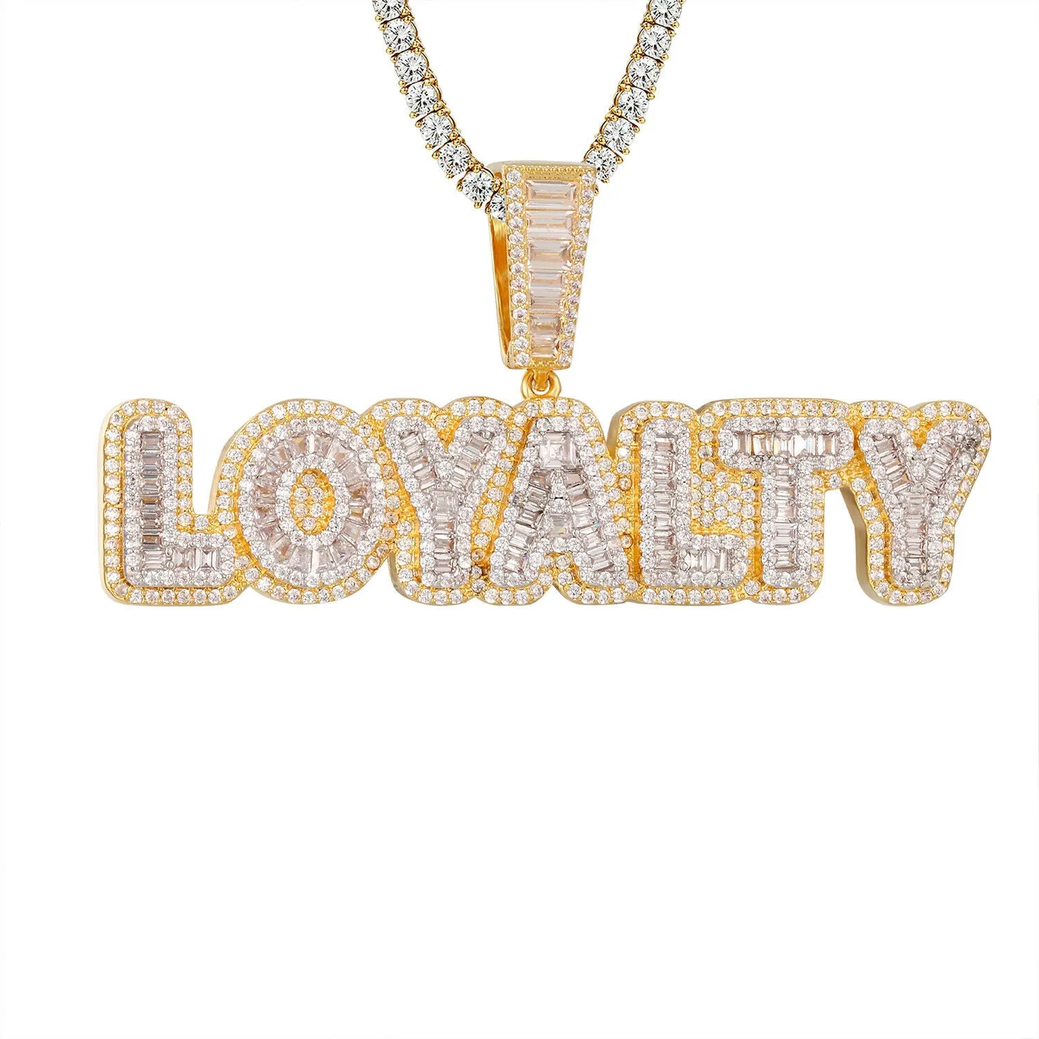 Custom  Loyalty Simulated Diamond  Pendant With Chain