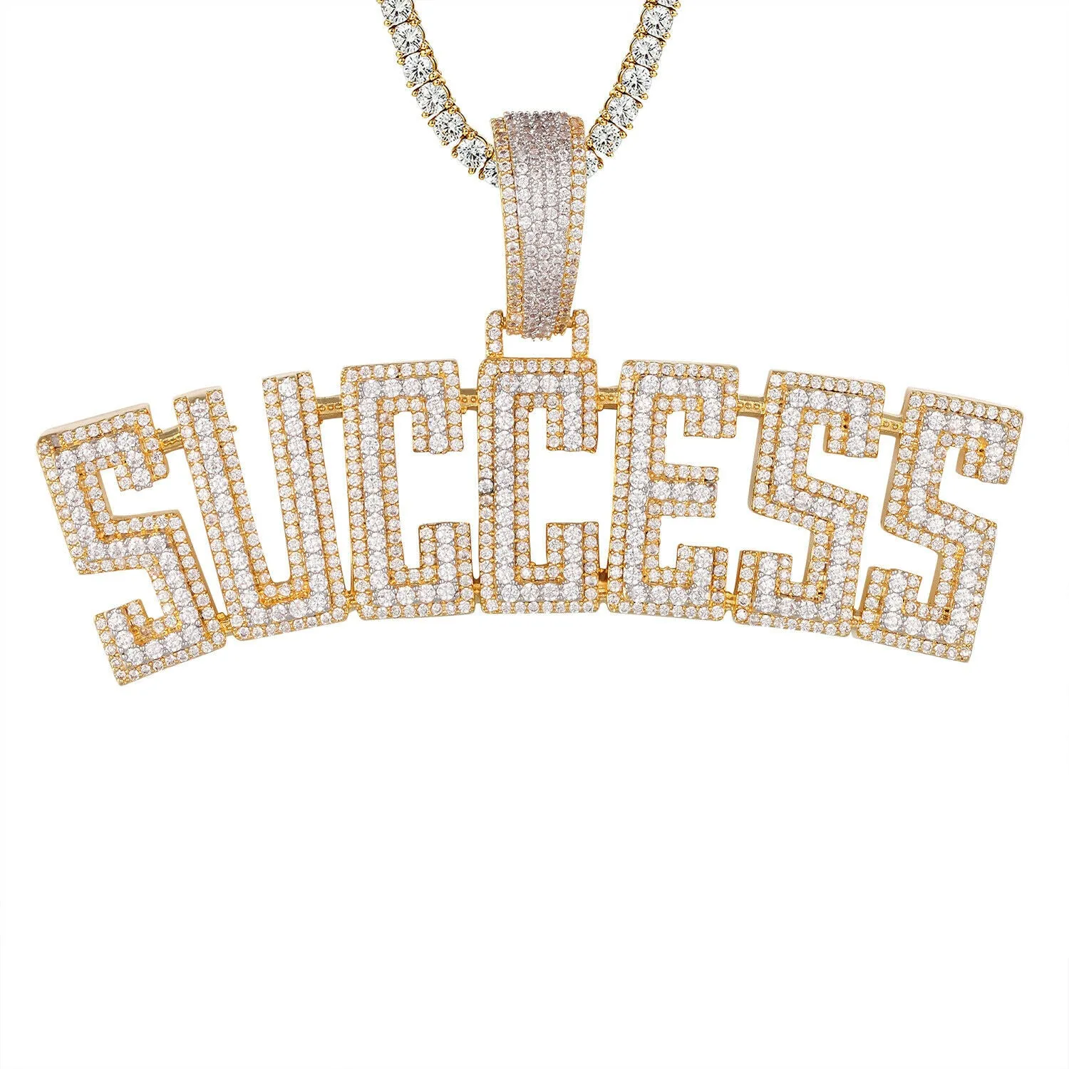 Custom  Success Simulated Diamond  Pendant With Chain