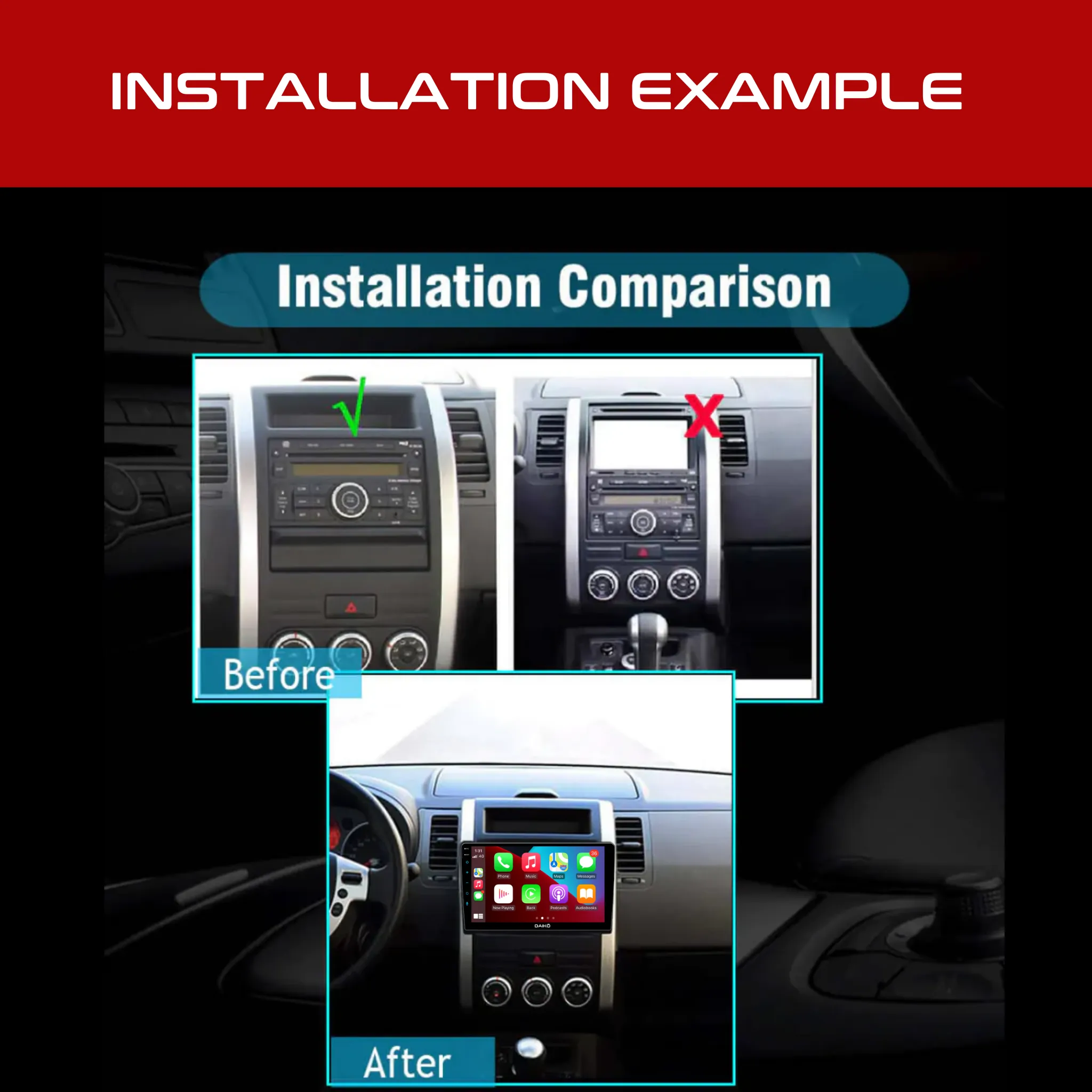 Daiko Ultra Car Stereo Carplay Android Auto For Nissan X-Trail 2008-2012