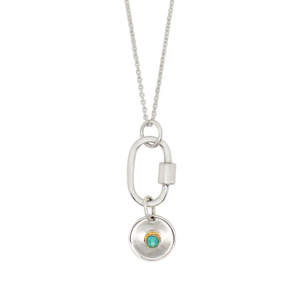 December Birthstone Carabiner Necklace - Turquoise