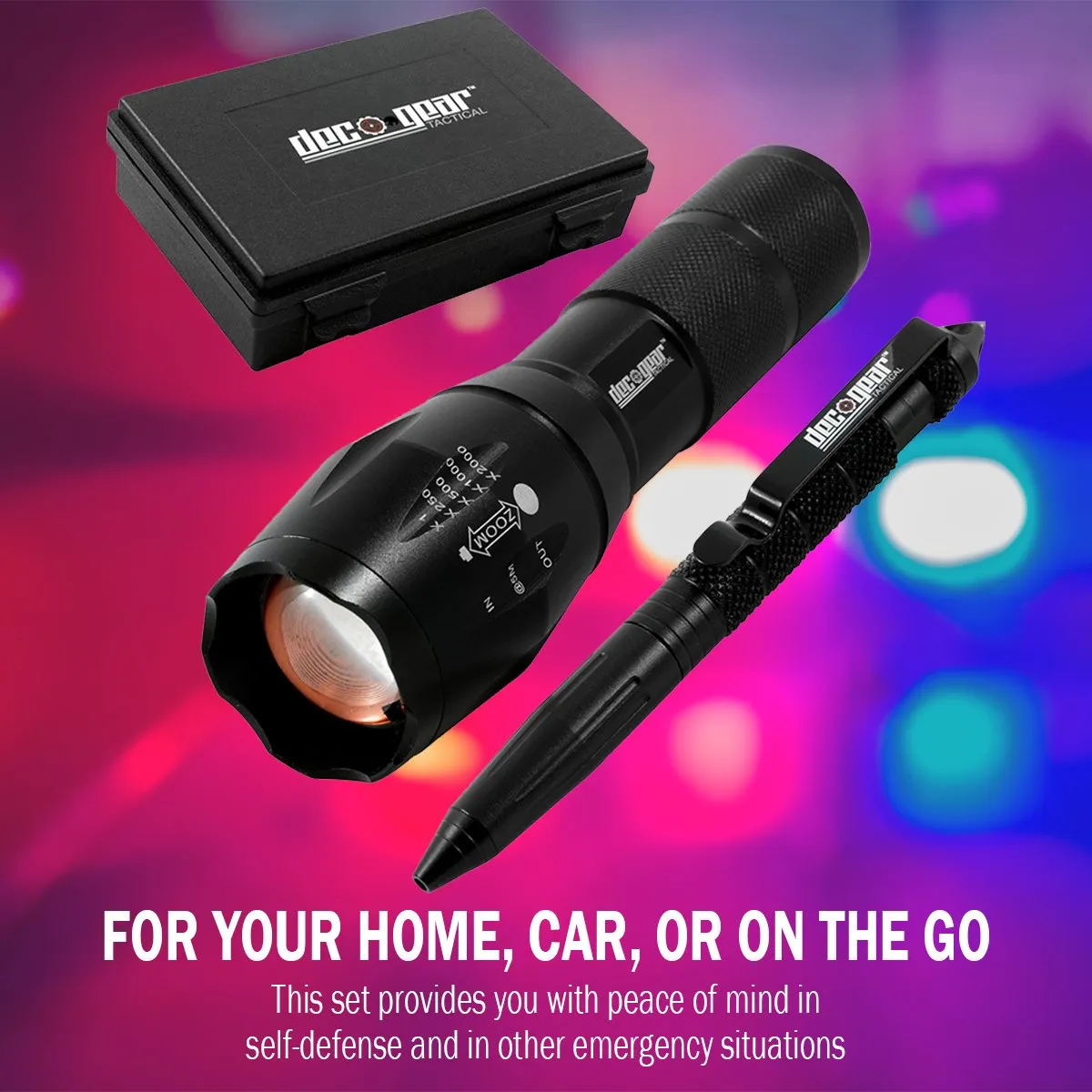 Deco Gear Tactical Gift Set - Pen, Flashlight, Emergency Survival Bracelets, Dome Light