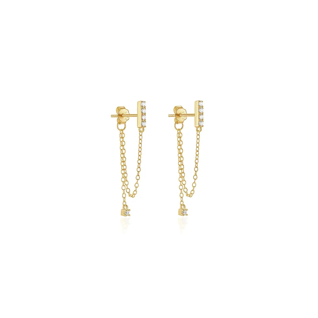 Delicate Bar Chain Earrings